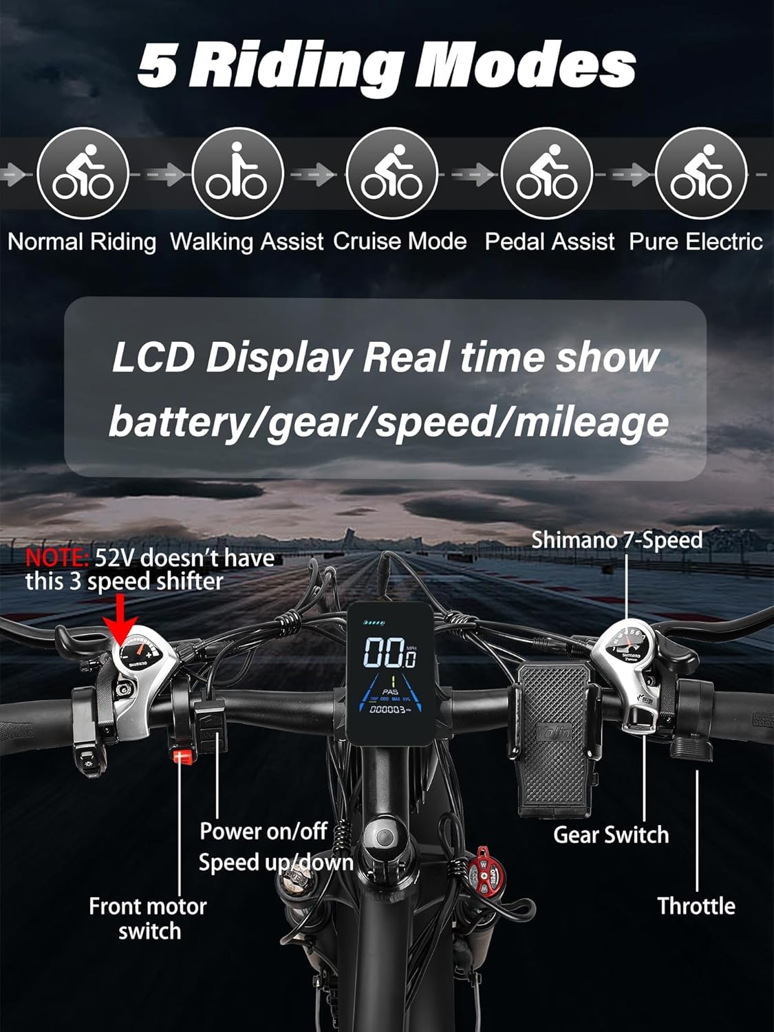 4000W Dual Motor Electric Bike 🚴‍♂️⚡ 52V, 45 MPH, 26" Fat Tires, All-Terrain, 7-Speed, Front Suspension 🌍💨